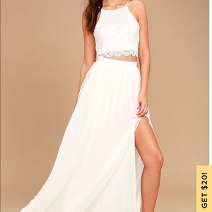 WHITE LACE TWO-PIECE MAXI DRESS